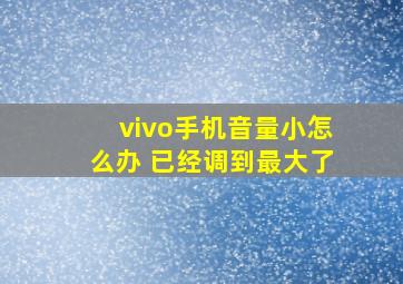 vivo手机音量小怎么办 已经调到最大了